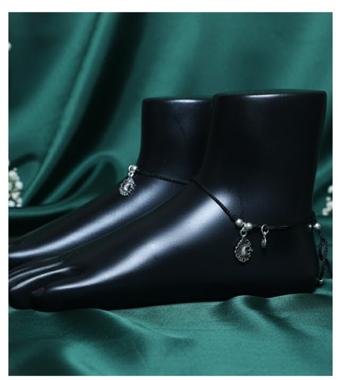 Peacock Grace 92.5 Silver Thread Anklet