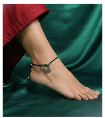 Peacock Grace 92.5 Silver Thread Anklet