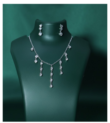 Shimmering Drop 92.5 Silver Fringe Necklace