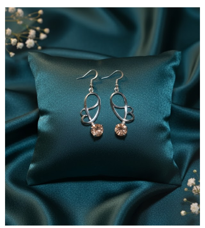 Champagne Solitaire 92.S Silver Dangle Earrings