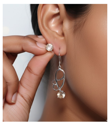 Champagne Solitaire 92.S Silver Dangle Earrings