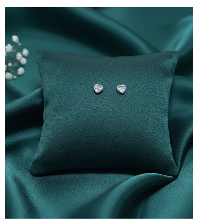 Solitaire Heart 92.5 Silver Huggie Hoops