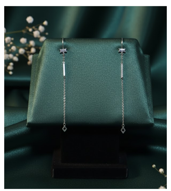 Asymmetric Bar 92.5 Silver Drop Earrings