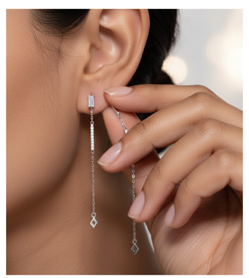 Asymmetric Bar 92.5 Silver Drop Earrings