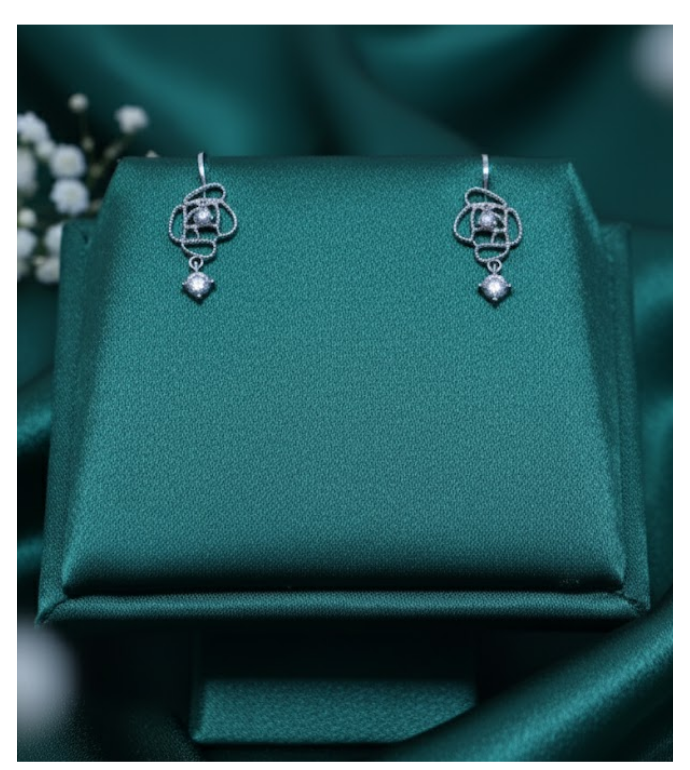 Rose Drop Solitaire 92.5 Silver Earrings