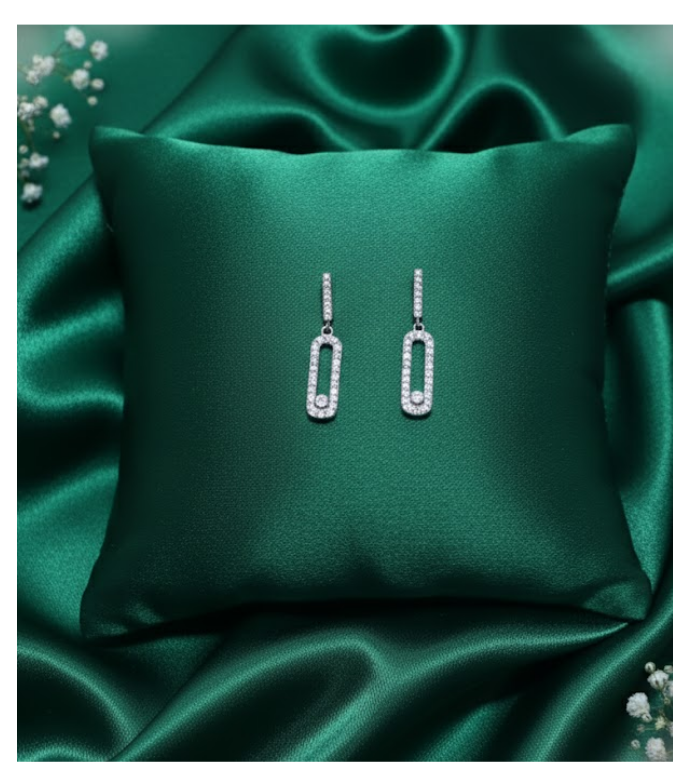 Floating Sparkle 92.5 Silver Drop Earrings