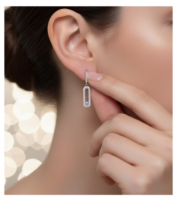 Floating Sparkle 92.5 Silver Drop Earrings