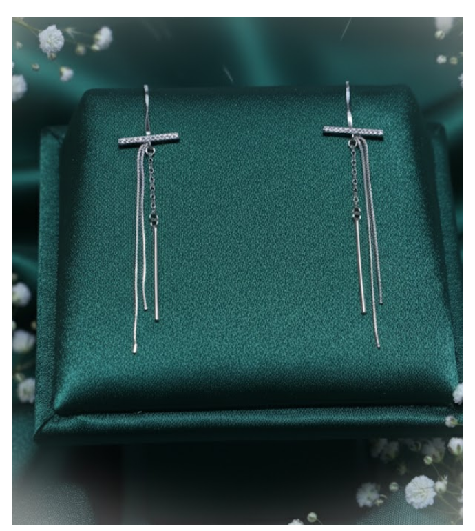 T-Bar Chain Tassel 92.5 Silver Earrings