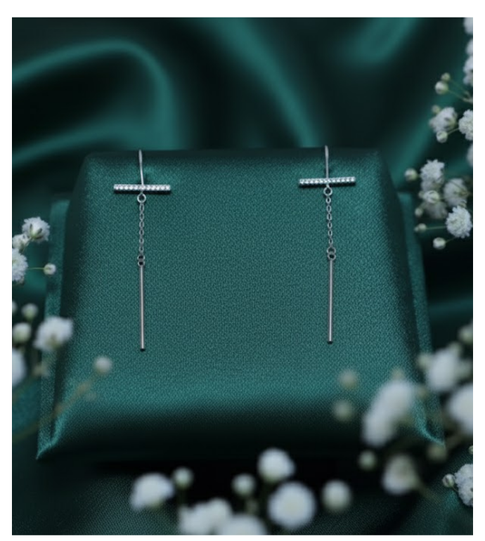 Linear T-Bar 92.5 Silver Drop Earrings