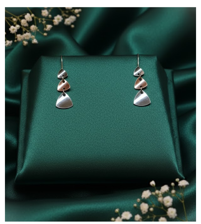 Tri-Tone Geo Drop 92.5 Silver Earrings