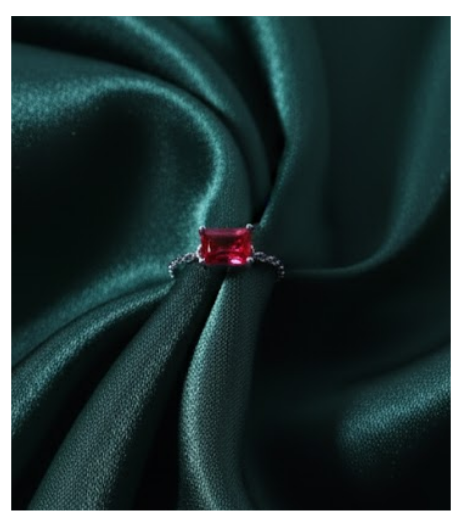 Ruby Rectangle Adjustable 92.5 Silver Chain Ring