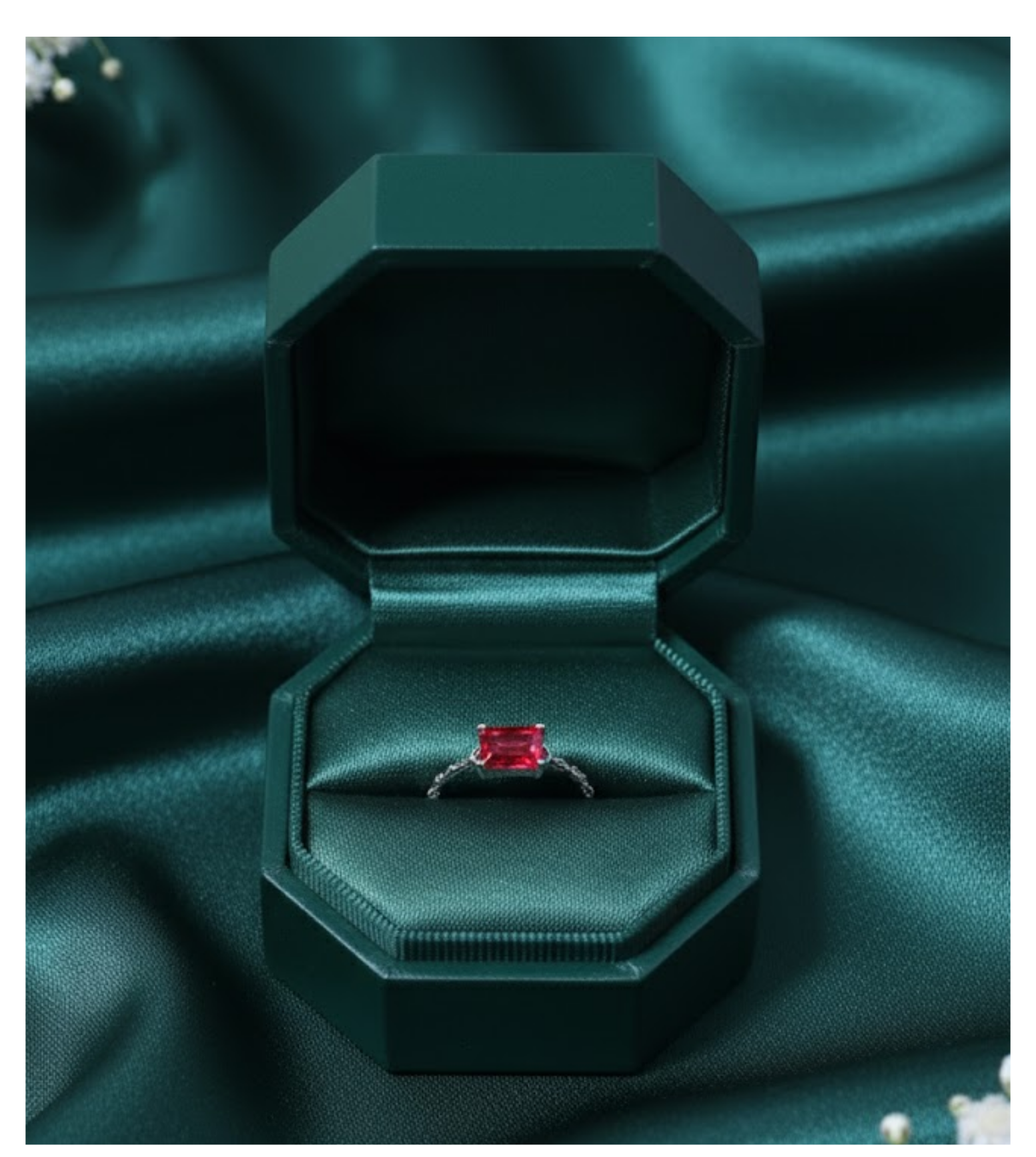 Ruby Rectangle Adjustable 92.5 Silver Chain Ring