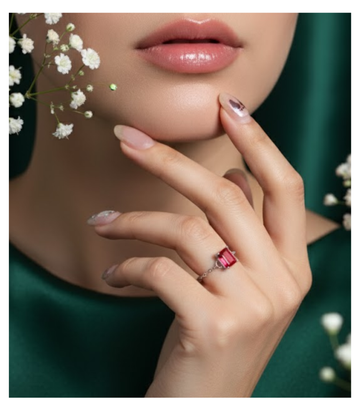 Ruby Rectangle Adjustable 92.5 Silver Chain Ring