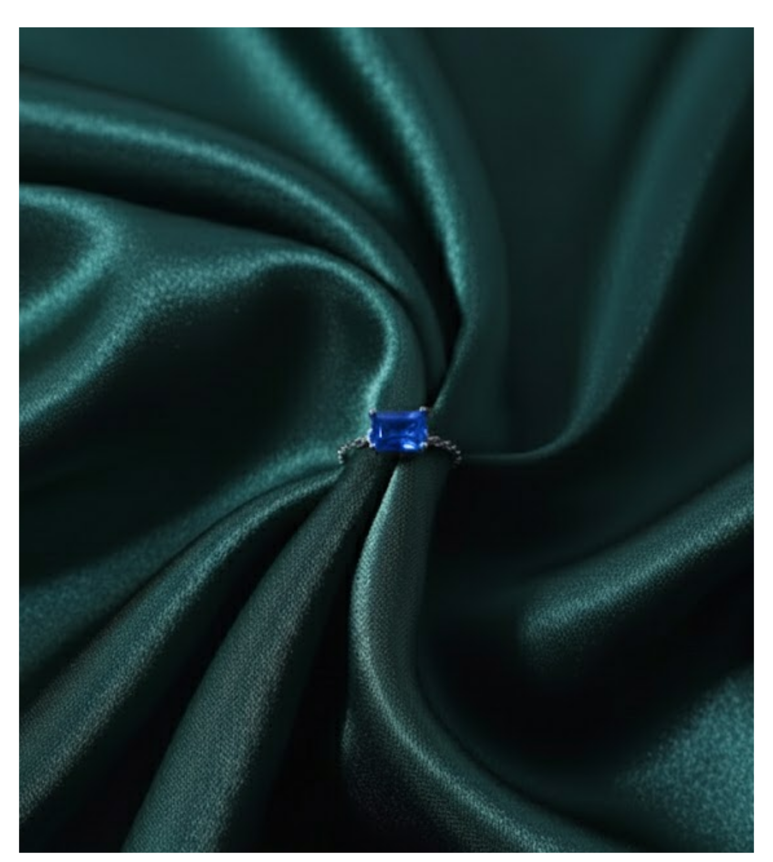 Azure Square Adjustable 92.5 Silver Chain Ring