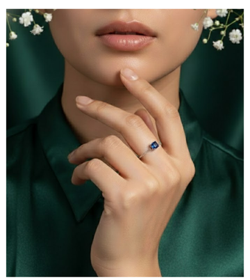 Azure Square Adjustable 92.5 Silver Chain Ring