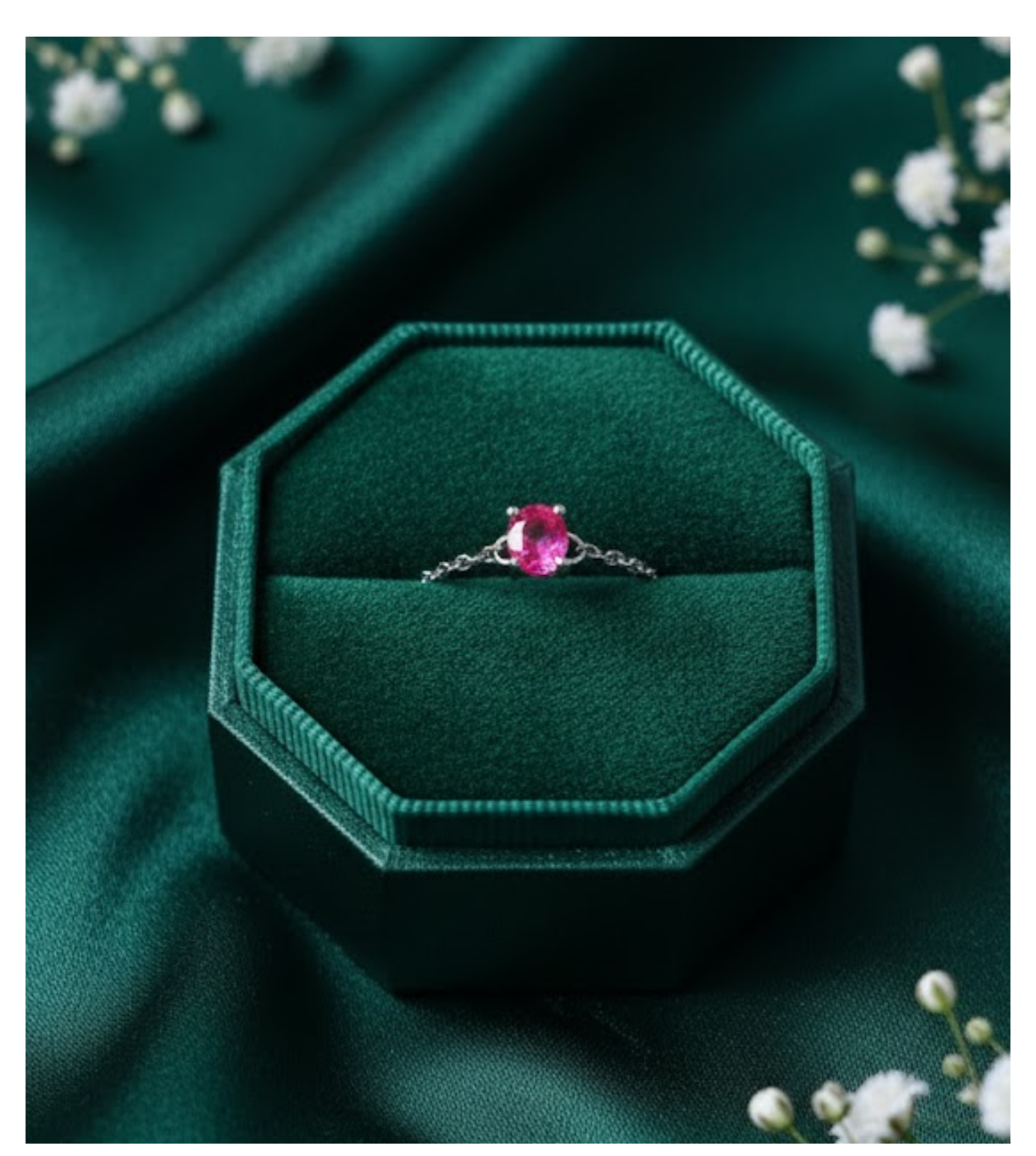 Crimson Halo Adjustable 92.5 Silver Chain Ring