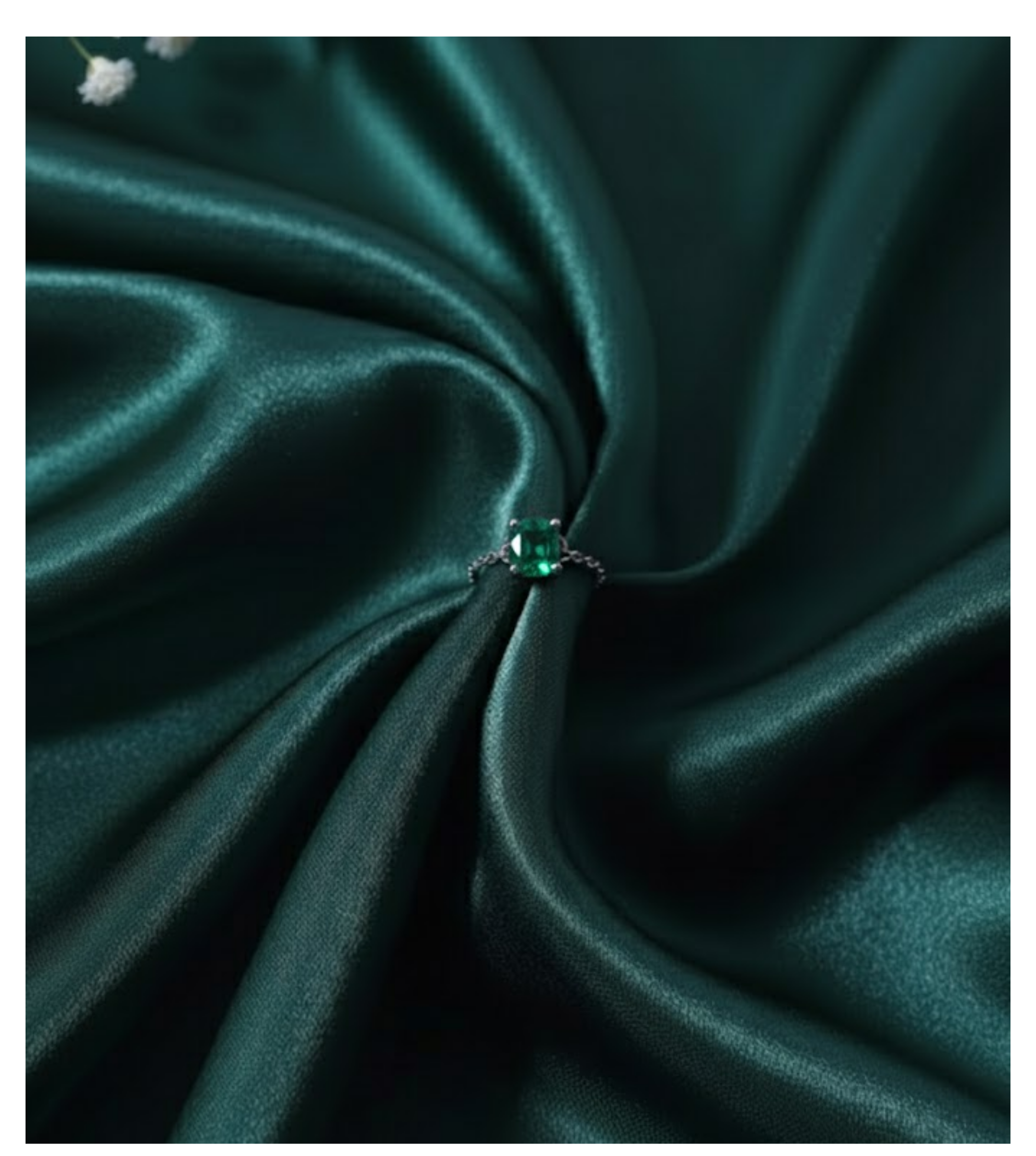 Emerald Glow Adjustable 92.5 Silver Chain Ring