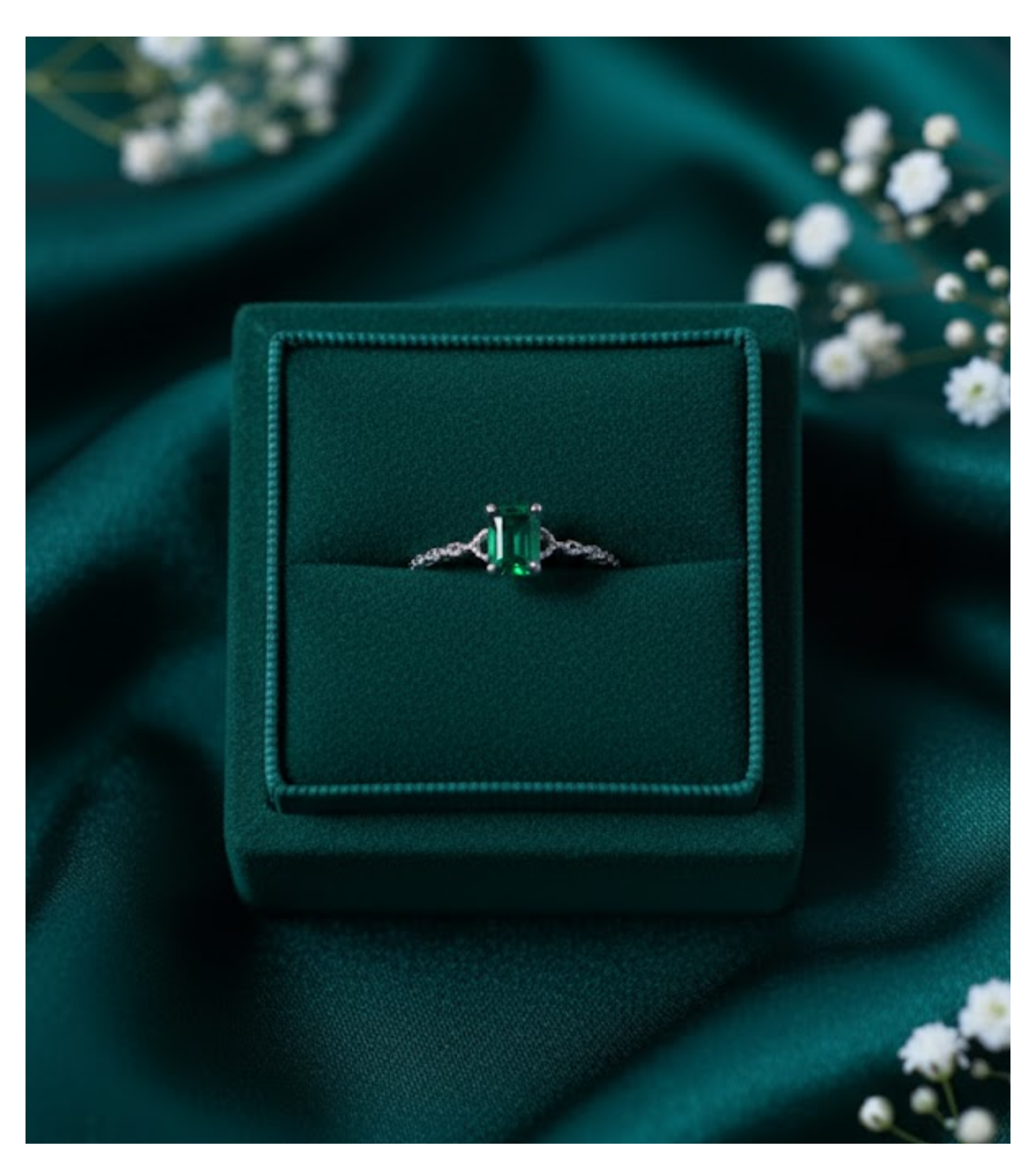 Emerald Glow Adjustable 92.5 Silver Chain Ring