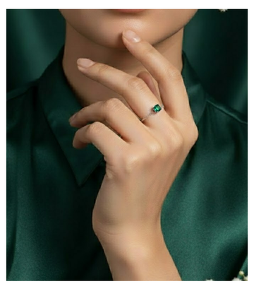 Emerald Glow Adjustable 92.5 Silver Chain Ring