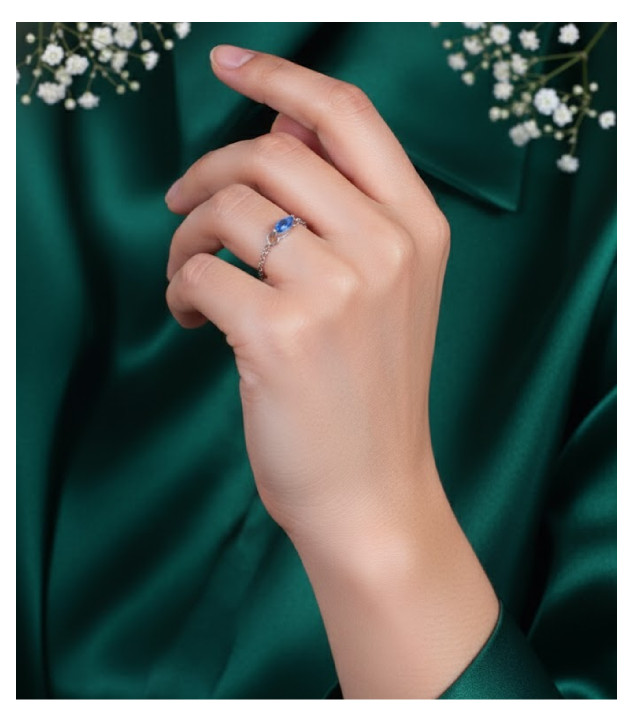 Ocean Mist Adjustable 92.5 Silver Chain Ring