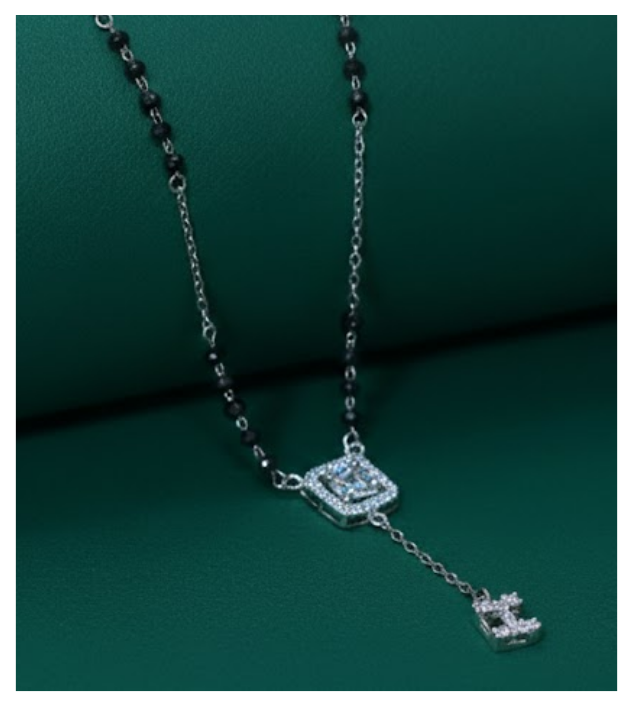 Regal Emerald Drop 92.5 Silver Mangalsutra