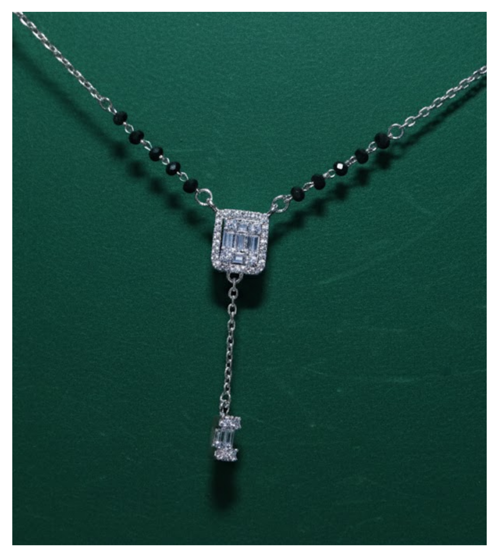 Regal Emerald Drop 92.5 Silver Mangalsutra