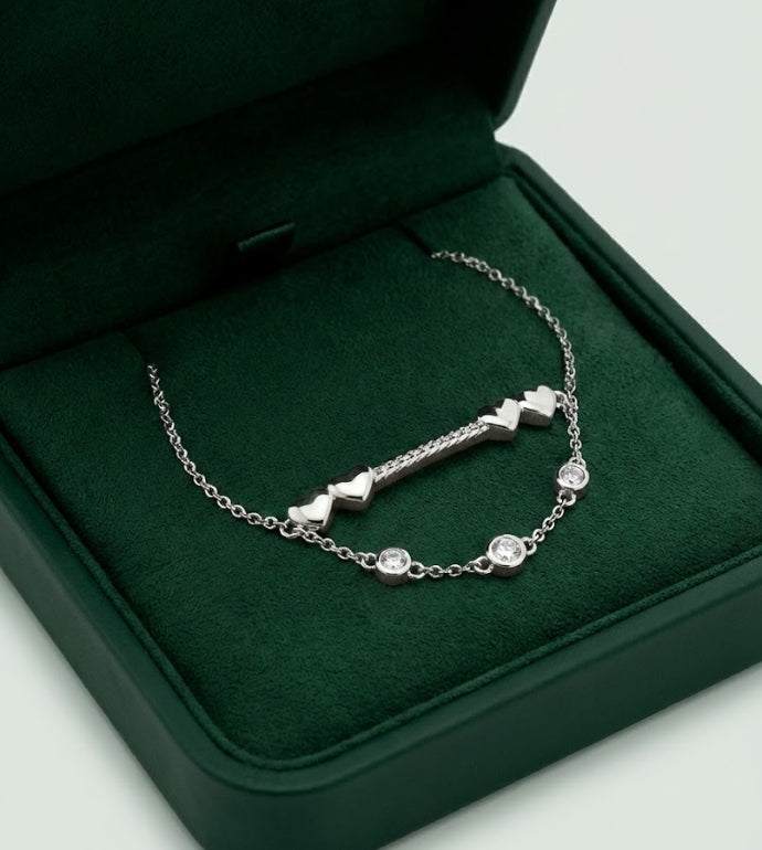 Trio Heart Elegance Silver Bracelet