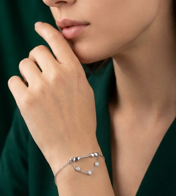 Trio Heart Elegance Silver Bracelet