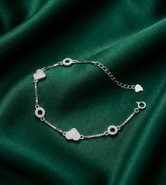 Radiant Hearts 92.5 Silver Bracelet