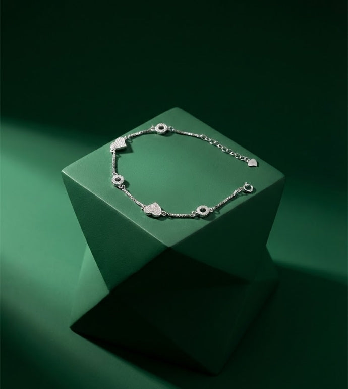 Radiant Hearts 92.5 Silver Bracelet
