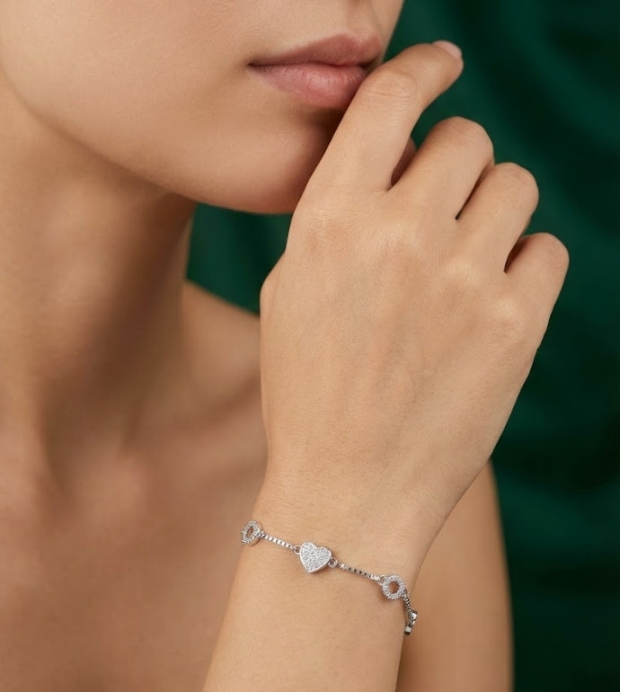 Radiant Hearts 92.5 Silver Bracelet