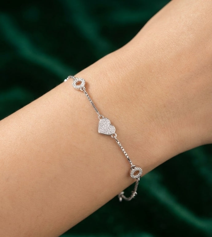 Radiant Hearts 92.5 Silver Bracelet