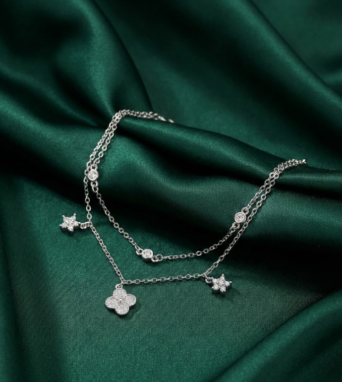 Starlit Blossom Silver Bracelet