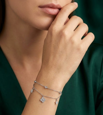 Starlit Blossom Silver Bracelet