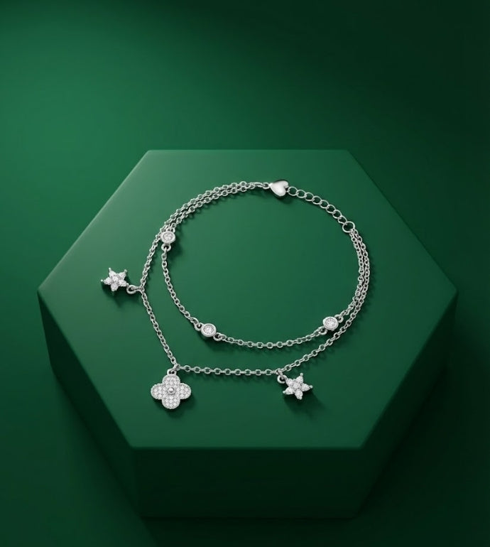 Starlit Blossom Silver Bracelet