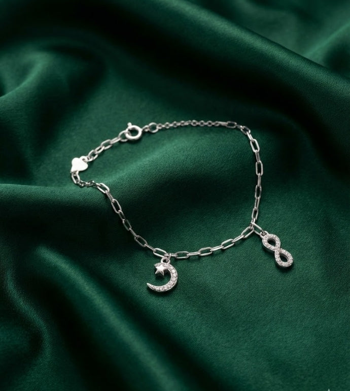 Infinity Moon Silver Bracelet