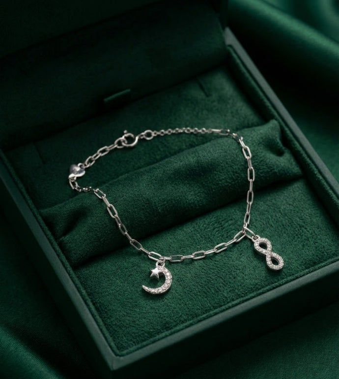 Infinity Moon Silver Bracelet