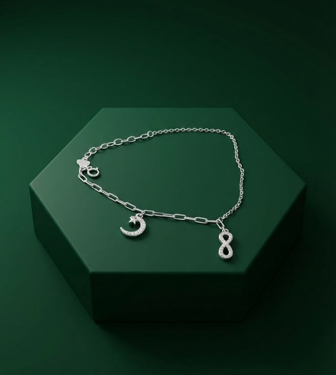 Infinity Moon Silver Bracelet