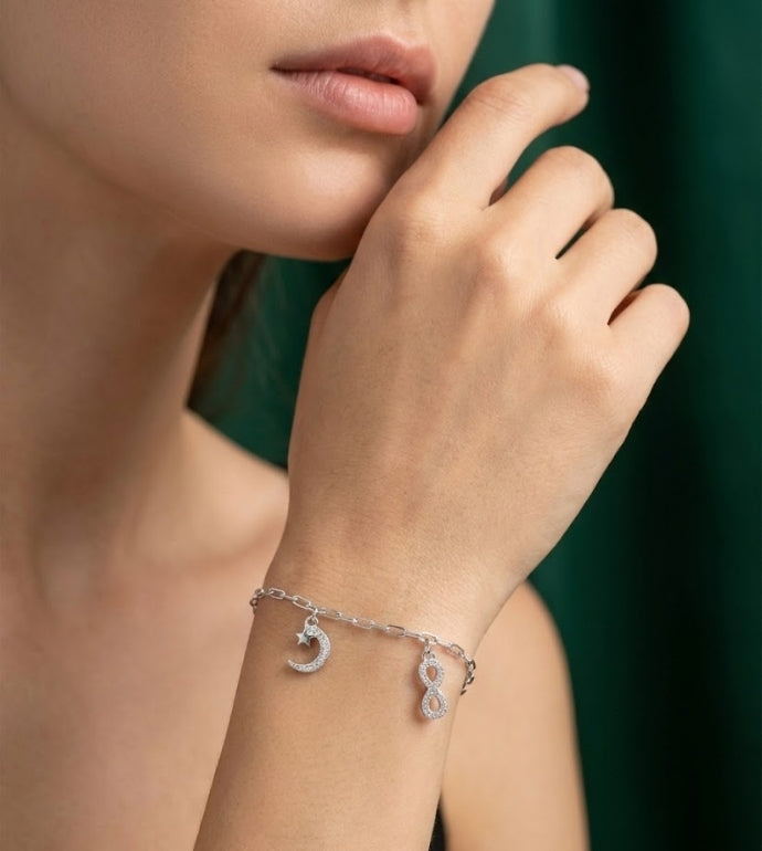Infinity Moon Silver Bracelet