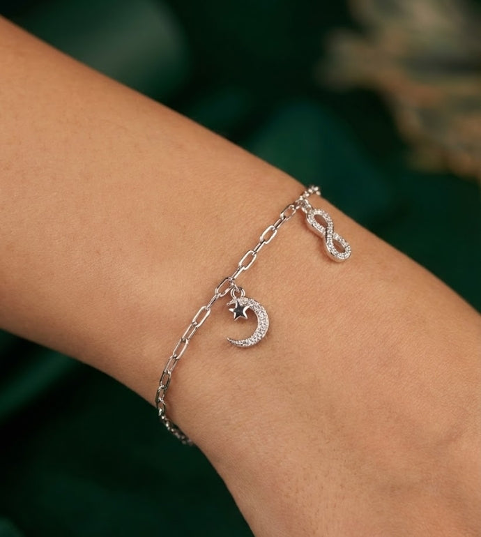 Infinity Moon Silver Bracelet
