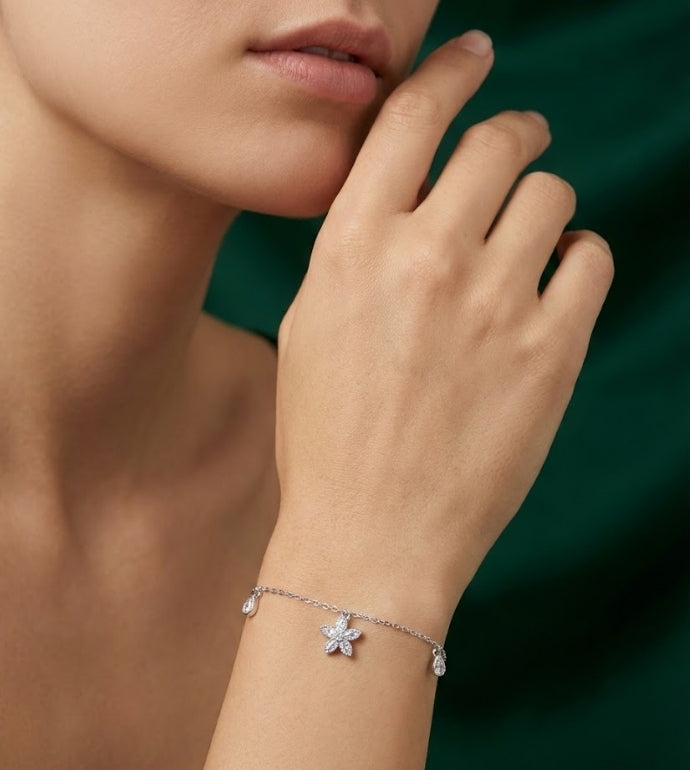 Petal Glow Silver Bracelet