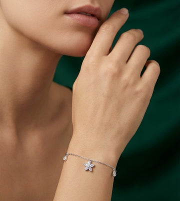 Petal Glow Silver Bracelet