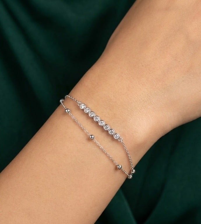 Luna Halo Silver Bracelet